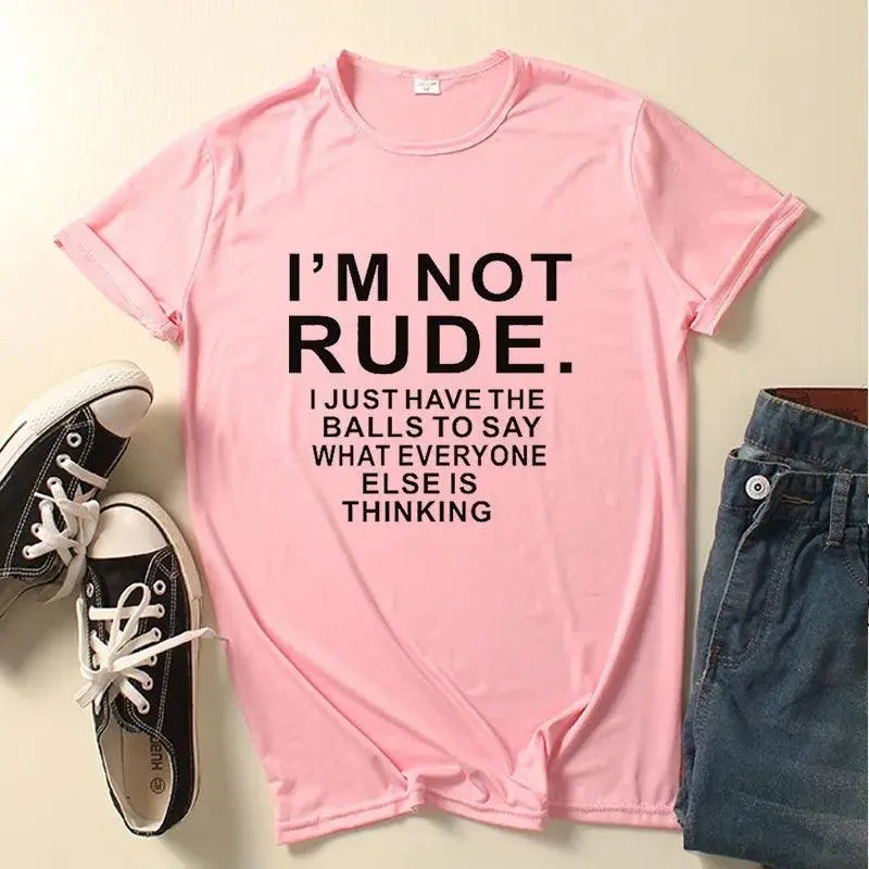 I'm Not Rude Letter Print Women T Shirt Short Sleeve O Neck Loose Women Tshirt Ladies Tee Shirt Tops Clothes Camisetas Mujer - SS69