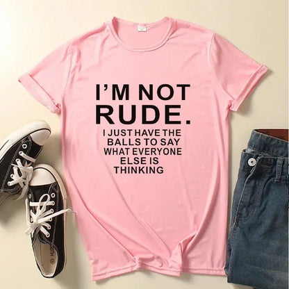 I'm Not Rude Letter Print Women T Shirt Short Sleeve O Neck Loose Women Tshirt Ladies Tee Shirt Tops Clothes Camisetas Mujer - SS69