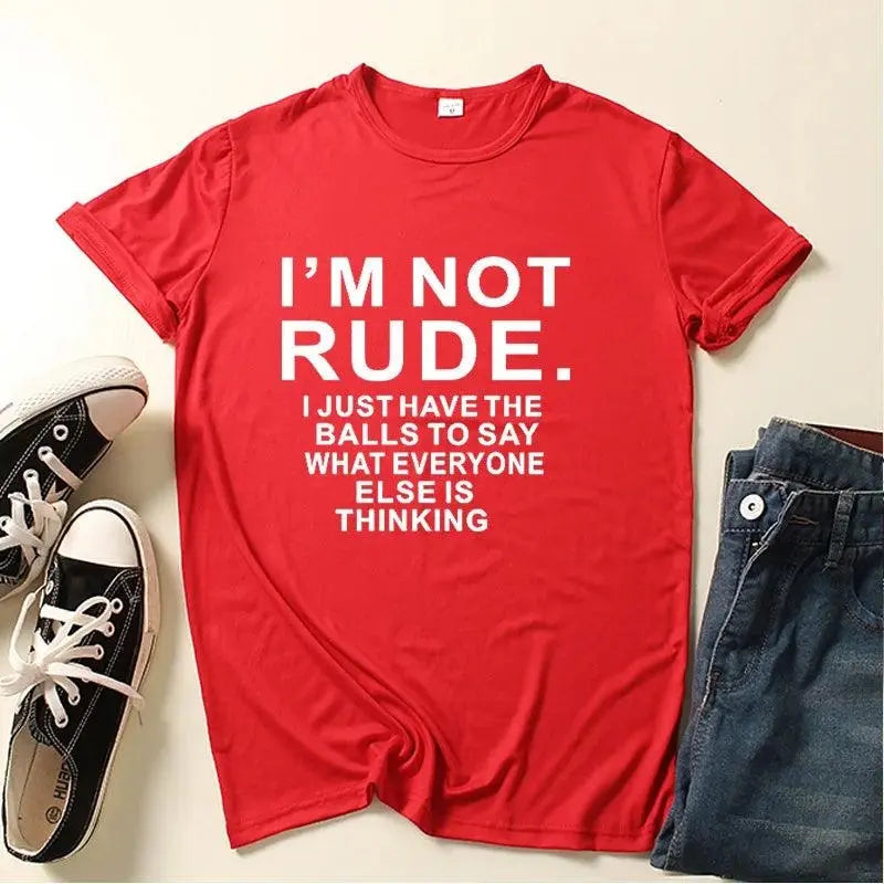 I'm Not Rude Letter Print Women T Shirt Short Sleeve O Neck Loose Women Tshirt Ladies Tee Shirt Tops Clothes Camisetas Mujer - SS69