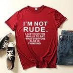 I'm Not Rude Letter Print Women T Shirt Short Sleeve O Neck Loose Women Tshirt Ladies Tee Shirt Tops Clothes Camisetas Mujer - SS69