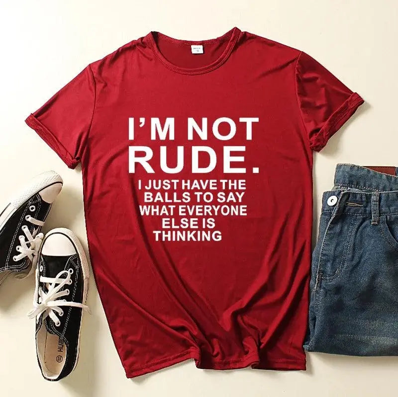 I'm Not Rude Letter Print Women T Shirt Short Sleeve O Neck Loose Women Tshirt Ladies Tee Shirt Tops Clothes Camisetas Mujer - SS69