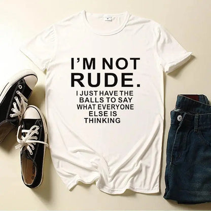 I'm Not Rude Letter Print Women T Shirt Short Sleeve O Neck Loose Women Tshirt Ladies Tee Shirt Tops Clothes Camisetas Mujer - SS69