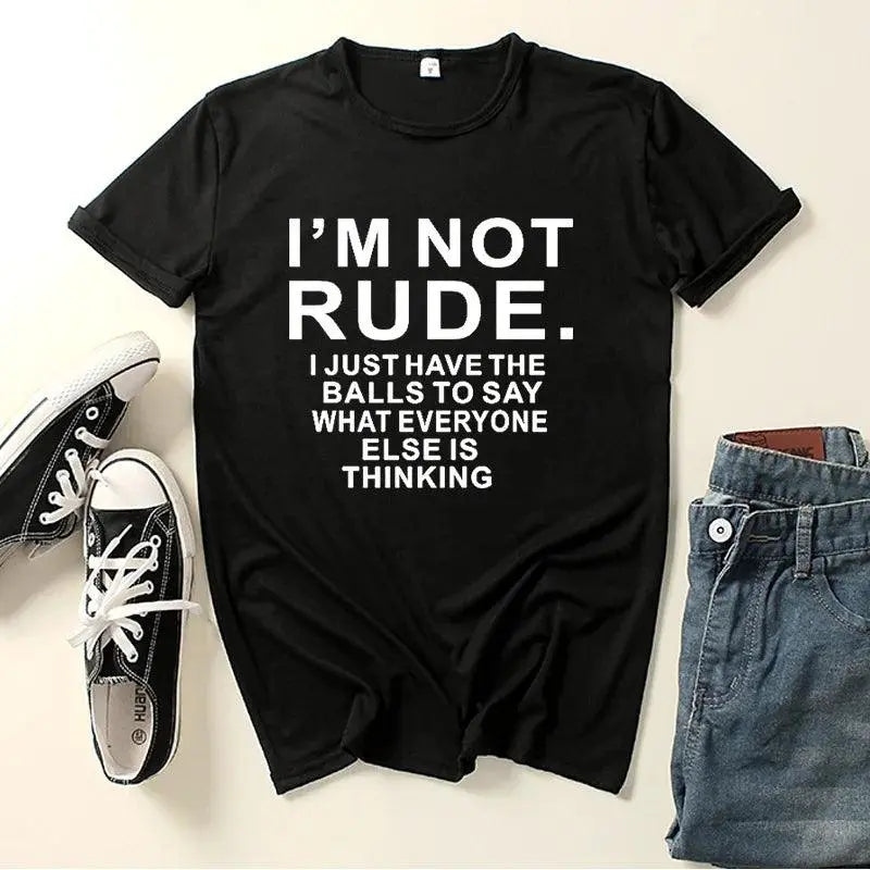 I'm Not Rude Letter Print Women T Shirt Short Sleeve O Neck Loose Women Tshirt Ladies Tee Shirt Tops Clothes Camisetas Mujer - SS69