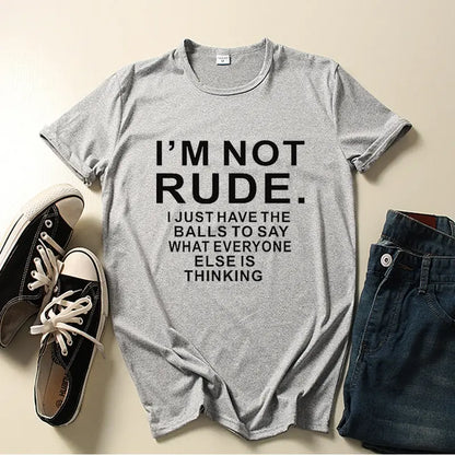 I'm Not Rude Letter Print Women T Shirt Short Sleeve O Neck Loose Women Tshirt Ladies Tee Shirt Tops Clothes Camisetas Mujer SS69
