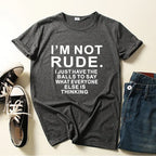 I'm Not Rude Letter Print Women T Shirt Short Sleeve O Neck Loose Women Tshirt Ladies Tee Shirt Tops Clothes Camisetas Mujer SS69