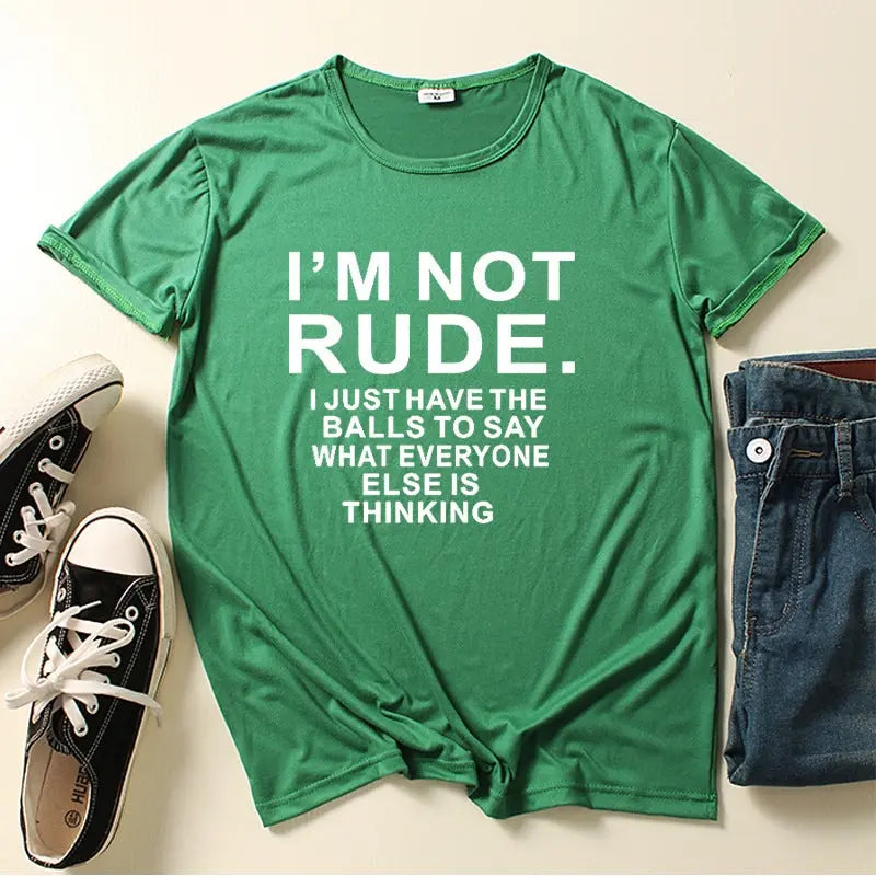 I'm Not Rude Letter Print Women T Shirt Short Sleeve O Neck Loose Women Tshirt Ladies Tee Shirt Tops Clothes Camisetas Mujer SS69
