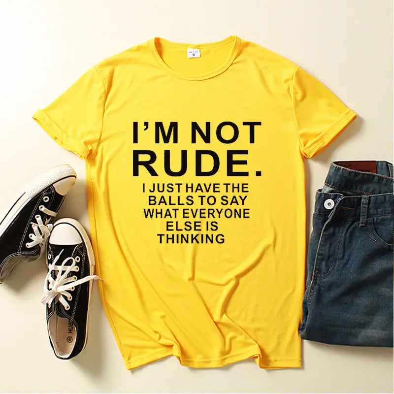 I'm Not Rude Letter Print Women T Shirt Short Sleeve O Neck Loose Women Tshirt Ladies Tee Shirt Tops Clothes Camisetas Mujer SS69