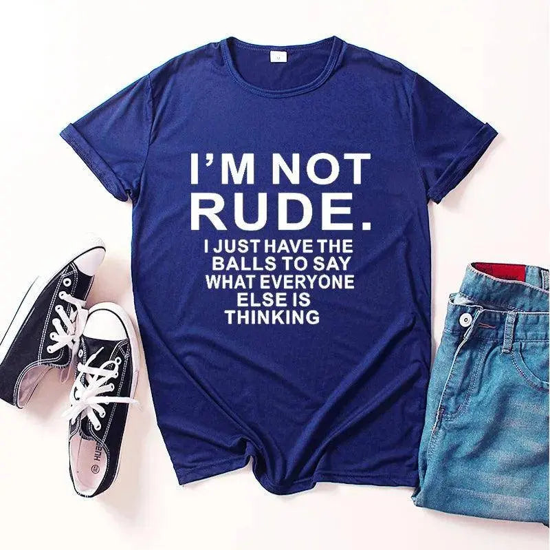 I'm Not Rude Letter Print Women T Shirt Short Sleeve O Neck Loose Women Tshirt Ladies Tee Shirt Tops Clothes Camisetas Mujer SS69
