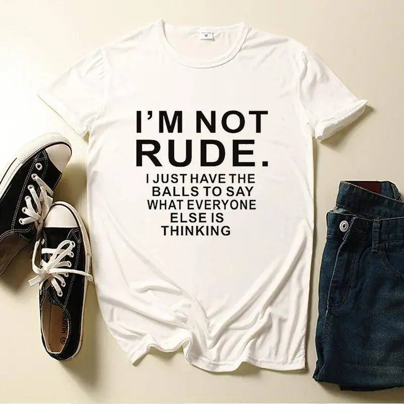 I'm Not Rude Letter Print Women T Shirt Short Sleeve O Neck Loose Women Tshirt Ladies Tee Shirt Tops Clothes Camisetas Mujer SS69