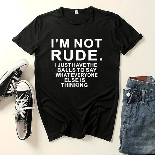 I'm Not Rude Letter Print Women T Shirt Short Sleeve O Neck Loose Women Tshirt Ladies Tee Shirt Tops Clothes Camisetas Mujer SS69