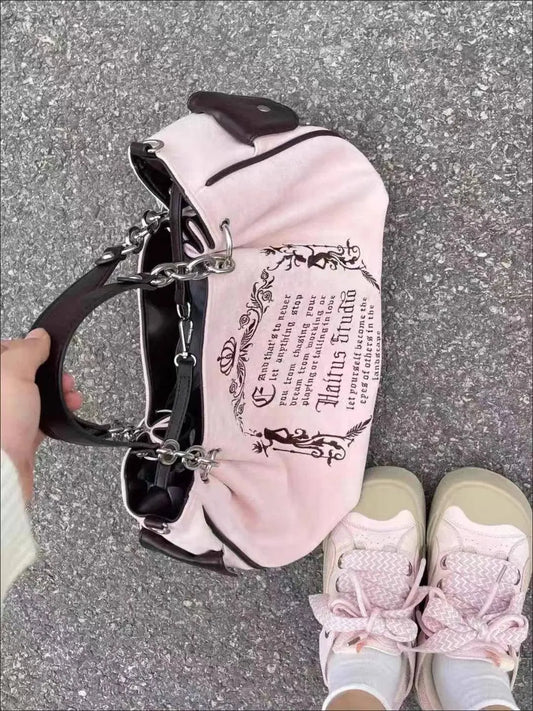 JIAERDI Vintage Letter Y2k Handbag Women Gothic Large Capacity Casual Crossbody Bag Purse Female Harajuku Aesthetic The Tote Bag SS69