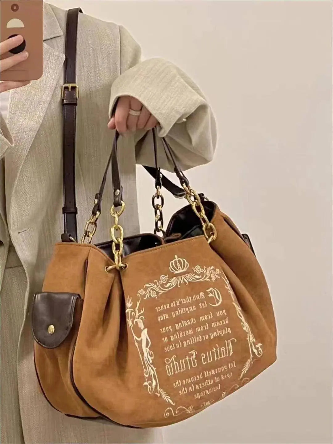 JIAERDI Vintage Letter Y2k Handbag Women Gothic Large Capacity Casual Crossbody Bag Purse Female Harajuku Aesthetic The Tote Bag SS69
