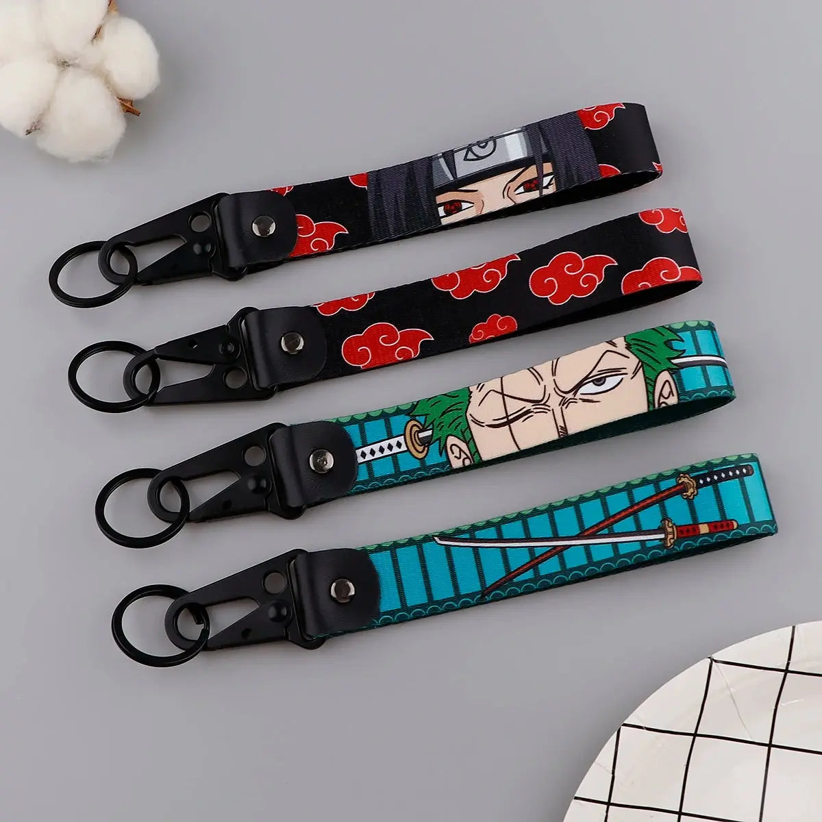 Japan Anime Key Chain Cool Character Keychain Keyring For Car Motorcycle Pendant Keys Holder Wrist Strap Hang Rope Key Tag Gifts SS69
