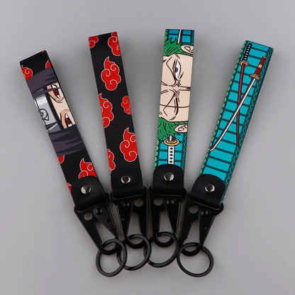 Japan Anime Key Chain Cool Character Keychain Keyring For Car Motorcycle Pendant Keys Holder Wrist Strap Hang Rope Key Tag Gifts SS69