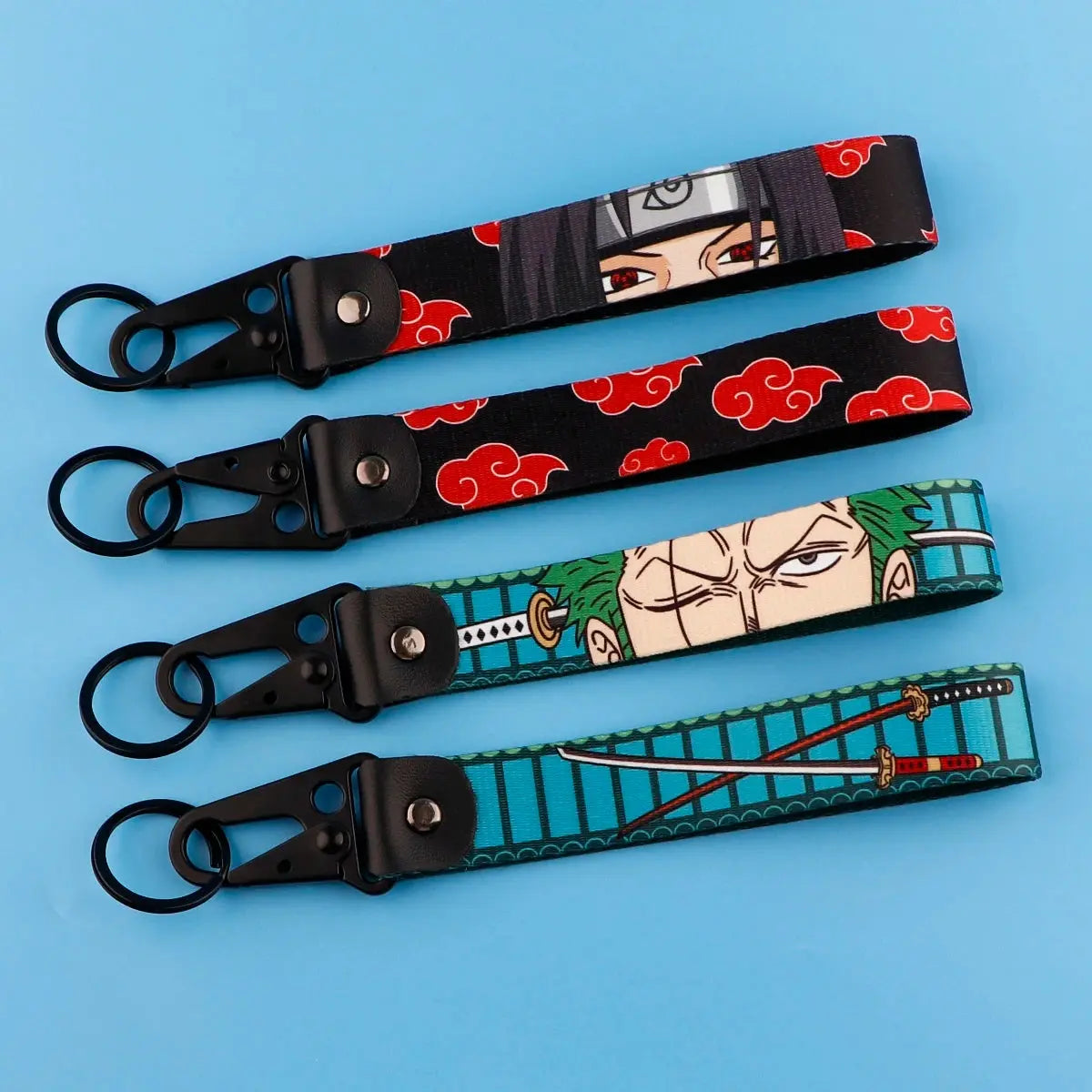 Japan Anime Key Chain Cool Character Keychain Keyring For Car Motorcycle Pendant Keys Holder Wrist Strap Hang Rope Key Tag Gifts SS69