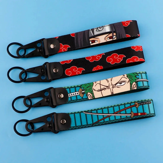 Japan Anime Key Chain Cool Character Keychain Keyring For Car Motorcycle Pendant Keys Holder Wrist Strap Hang Rope Key Tag Gifts SS69