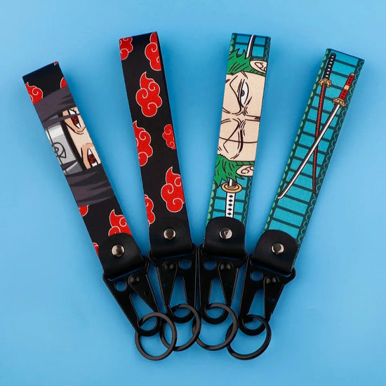 Japan Anime Key Chain Cool Character Keychain Keyring For Car Motorcycle Pendant Keys Holder Wrist Strap Hang Rope Key Tag Gifts SS69