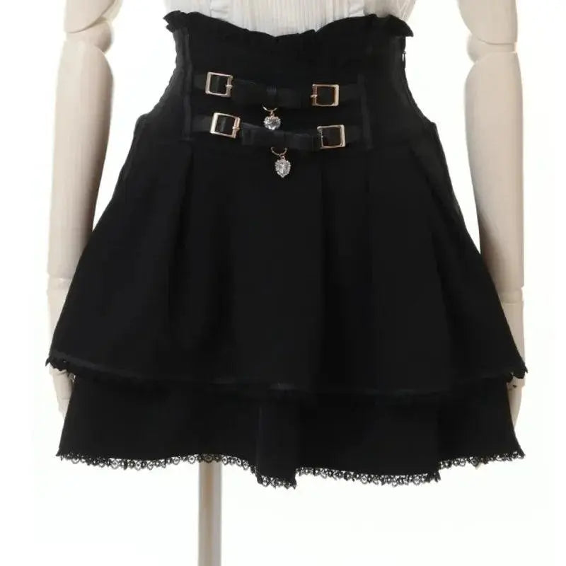 Japan Style High Waist Pleated Mini Skirts Bow Knot Design Mini Skirts Kawaii Slim Fit A-line Skirts Pink Lace Skirts For Women SS69