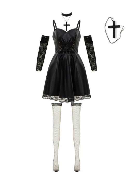 Japanese Anime Cosplay Dress, Lace Trim Goth Style Costume, Women's Clothing SS69
