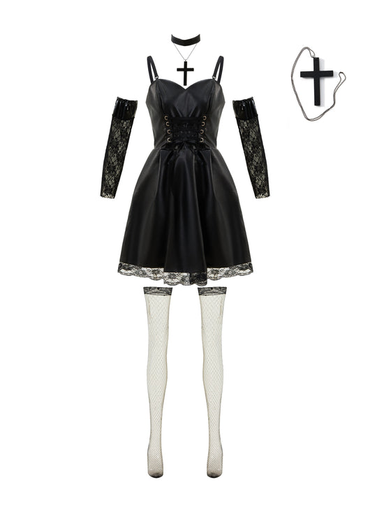 Japanese Anime Cosplay Dress, Lace Trim Goth Style Costume, Women's Clothing SS69