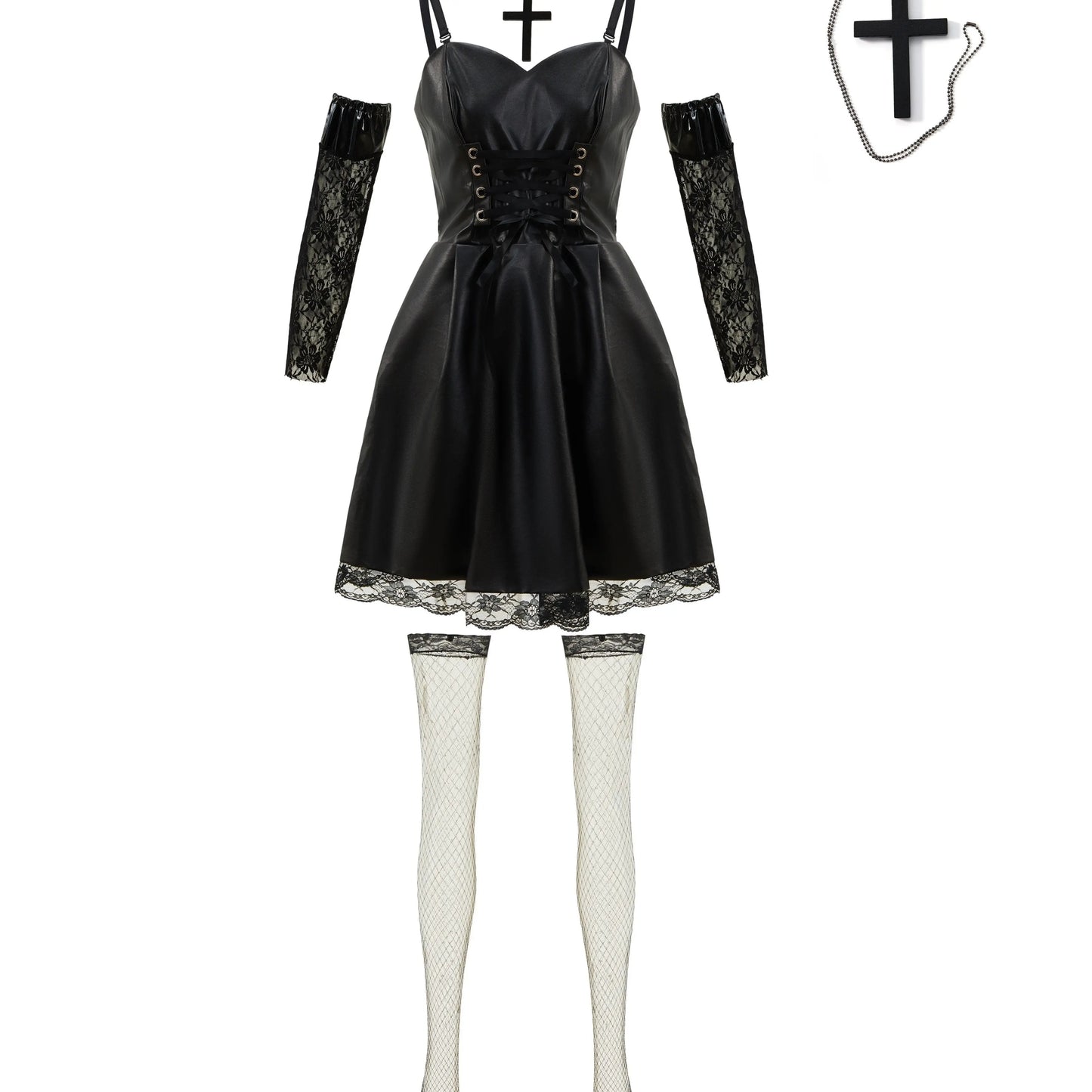 Japanese Anime Cosplay Dress, Lace Trim Goth Style Costume, Women's Clothing SS69 35.69 Black / M