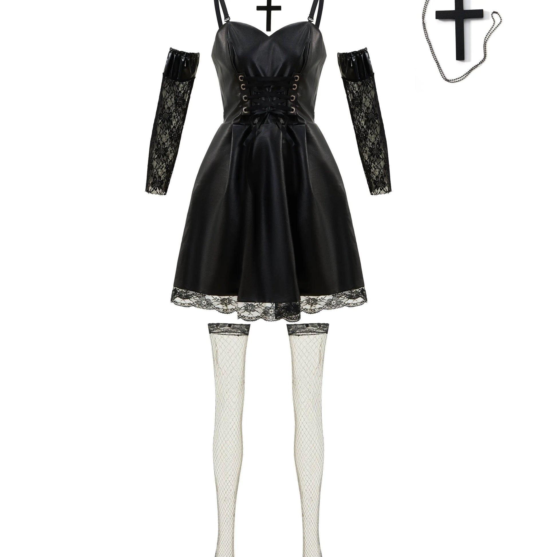 Japanese Anime Cosplay Dress, Lace Trim Goth Style Costume, Women's Clothing SS69 35.69 Black / M