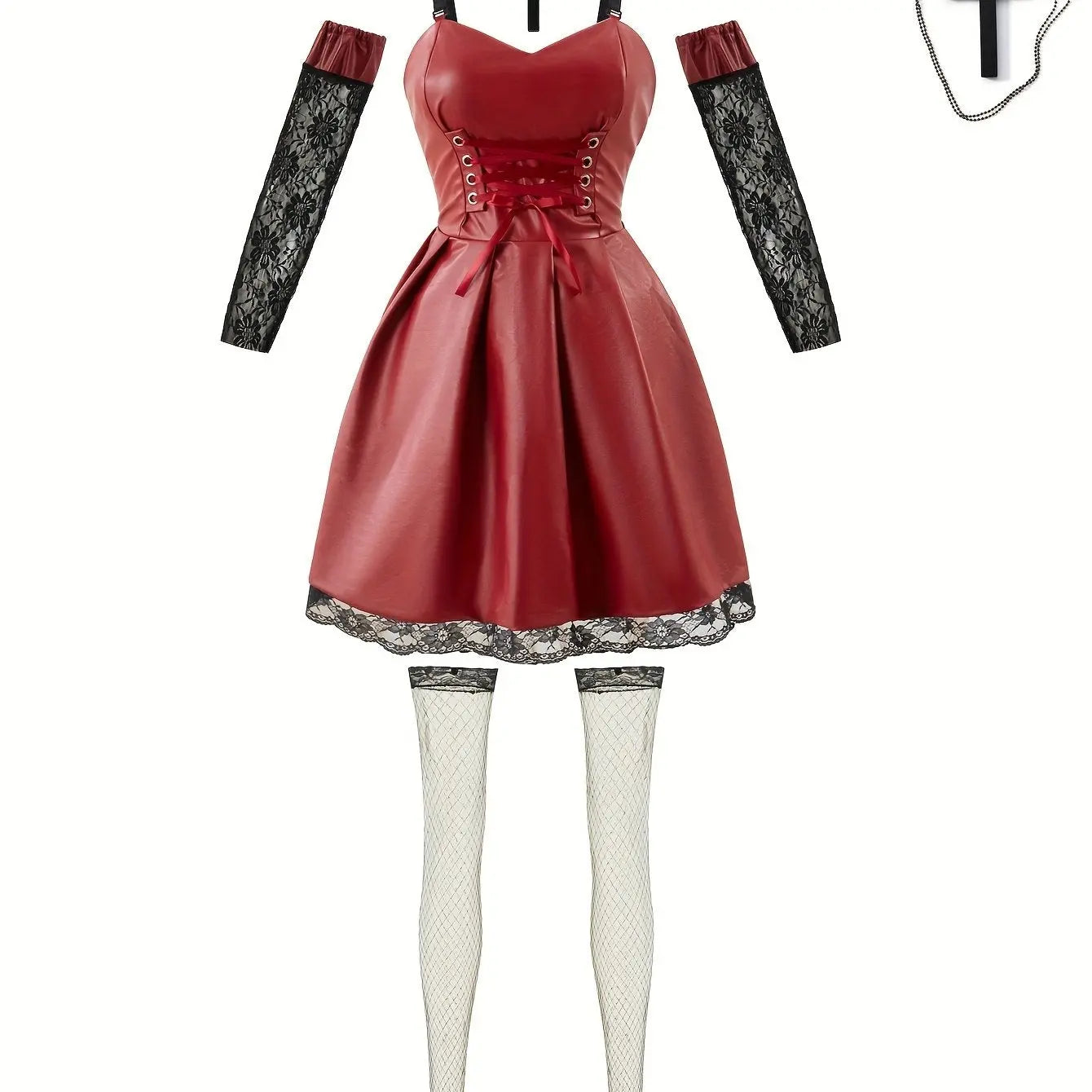 Japanese Anime Cosplay Dress, Lace Trim Goth Style Costume, Women's Clothing SS69 26.69 Brick Red / XL