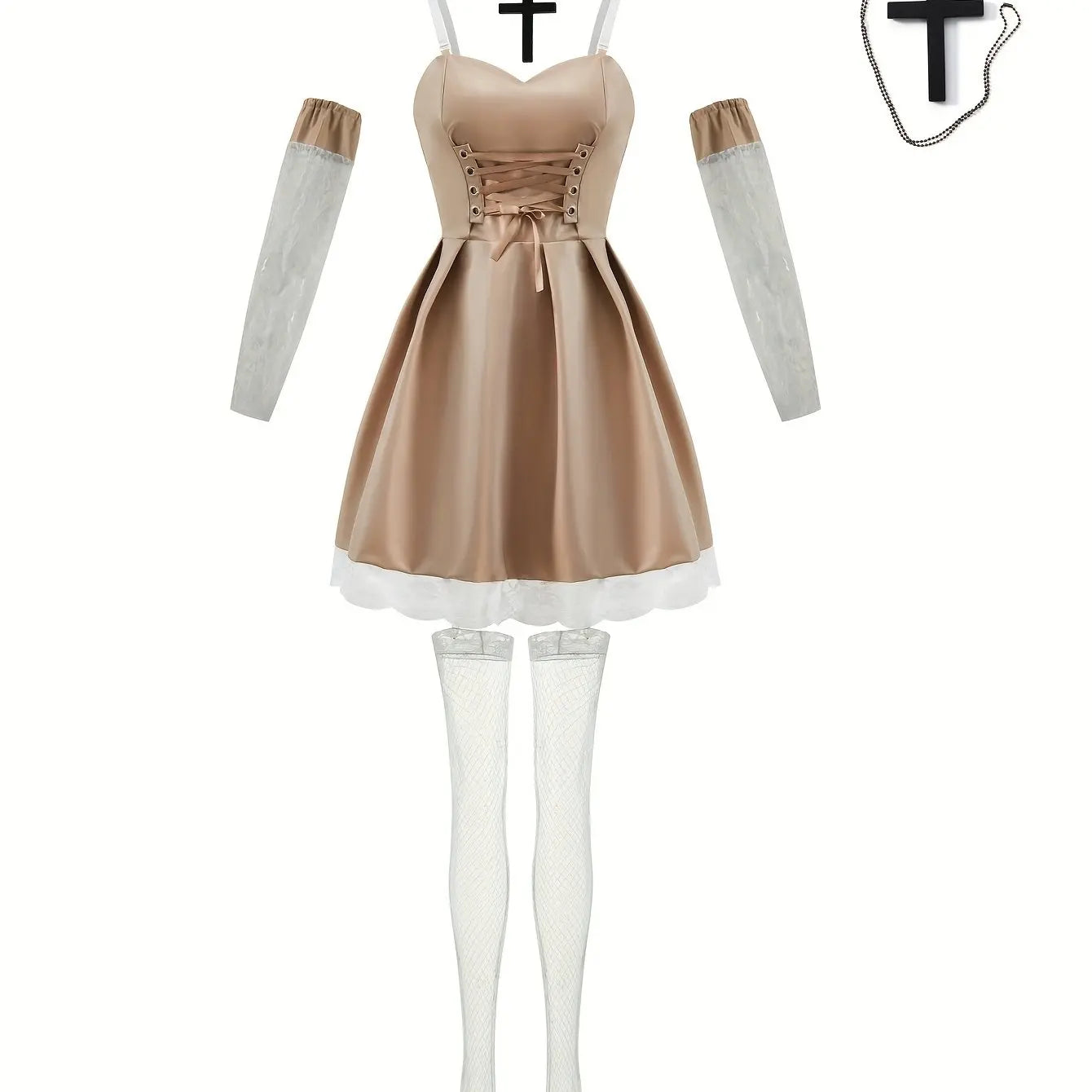 Japanese Anime Cosplay Dress, Lace Trim Goth Style Costume, Women's Clothing SS69 27.69 Khaki / XL