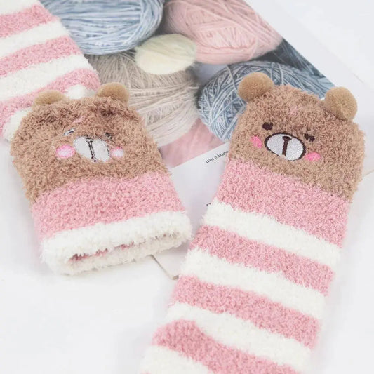 Japanese Girl Animal Modeling Knee Socks Striped Cute Compression Autumn Winter Warm Sock Kawaii Cozy Long Thigh High Socks - SS69