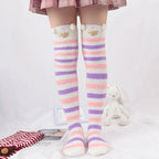 Japanese Girl Animal Modeling Knee Socks Striped Cute Compression Autumn Winter Warm Sock Kawaii Cozy Long Thigh High Socks - SS69