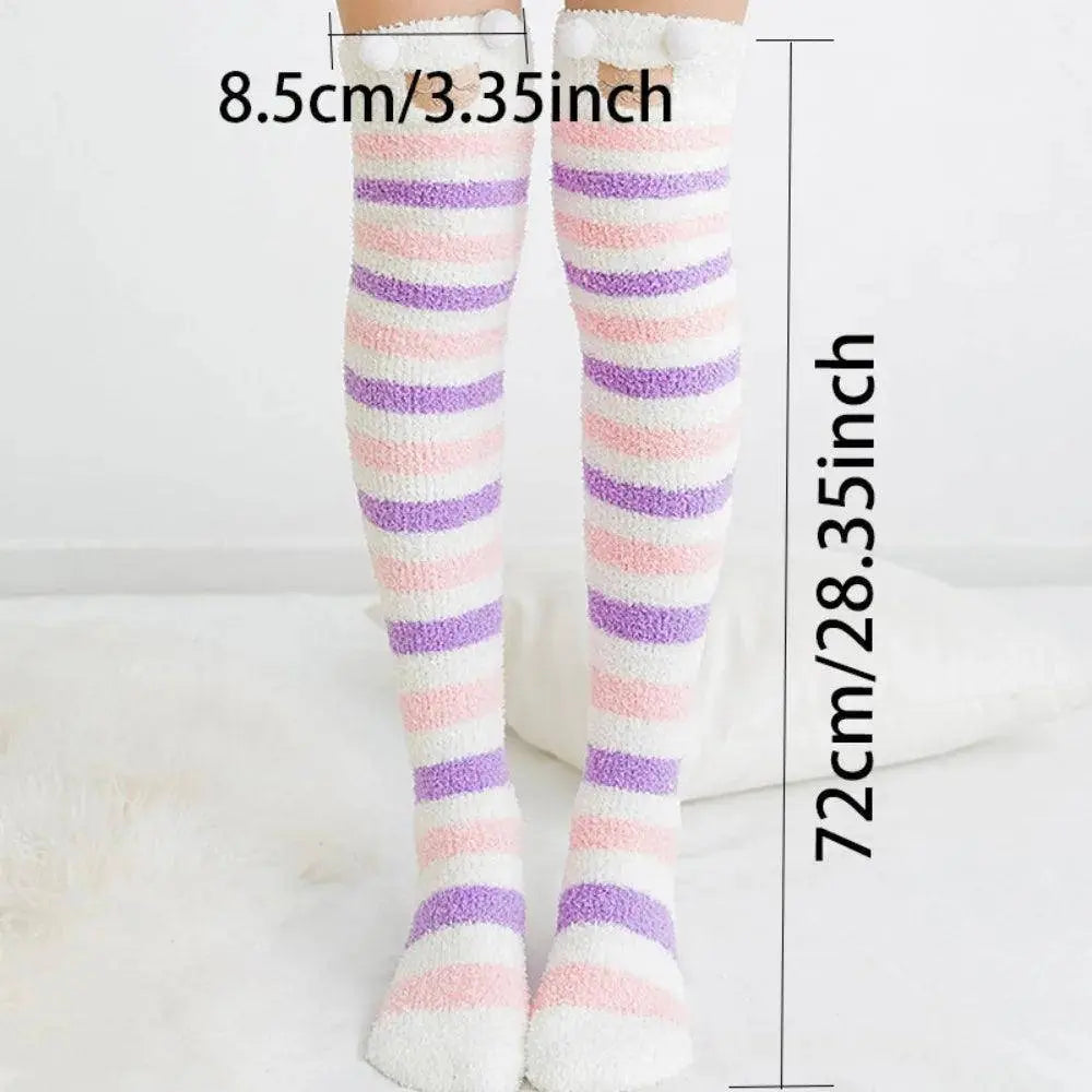 Japanese Girl Animal Modeling Knee Socks Striped Cute Compression Autumn Winter Warm Sock Kawaii Cozy Long Thigh High Socks - SS69