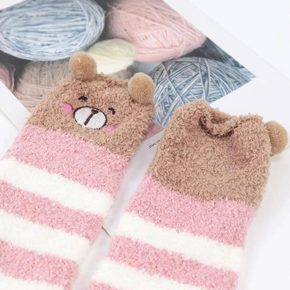 Japanese Girl Animal Modeling Knee Socks Striped Cute Compression Autumn Winter Warm Sock Kawaii Cozy Long Thigh High Socks - SS69