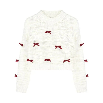 Japanese Kawaii Lolita Style Knitted Two Piece Set Women Sweet Party Elegant Skirt Suit Korean Bow Sweater Top Plaid Mini Skirts SS69