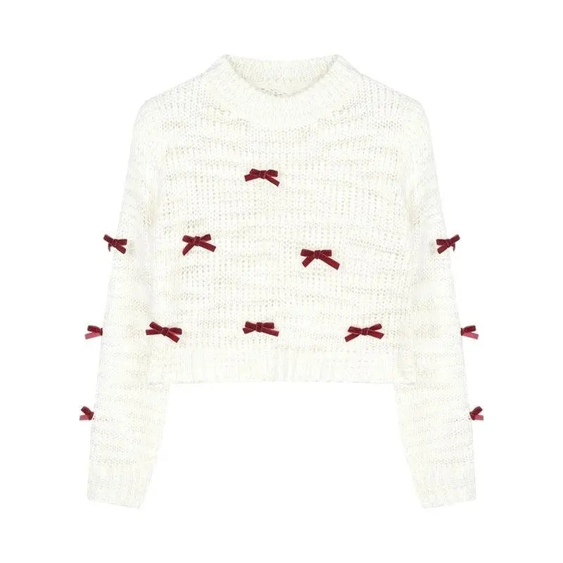 Japanese Kawaii Lolita Style Knitted Two Piece Set Women Sweet Party Elegant Skirt Suit Korean Bow Sweater Top Plaid Mini Skirts SS69