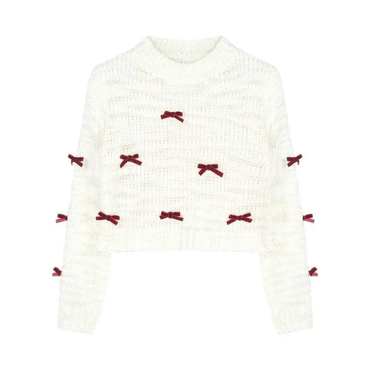 Japanese Kawaii Lolita Style Knitted Two Piece Set Women Sweet Party Elegant Skirt Suit Korean Bow Sweater Top Plaid Mini Skirts SS69