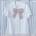 Japanese Summer Sets Women Outfits Mine Water Color System Mass-Produced Short Sleeve Top with Bow Tie Amd Sling Short Skirt SS69
