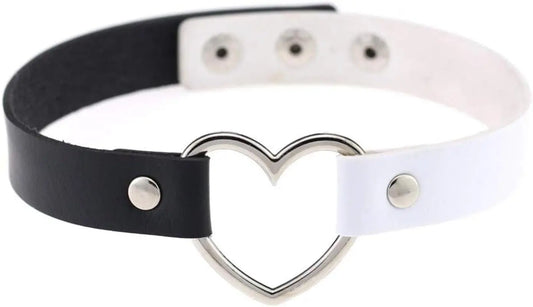 Jewelry Delle Ragazze Delle Donne Del Cuore Della Lega Choker Del Cuore Della Cavità Punk Collana Party Club Femminile Collare Collo Tailixing (Bianco + Nero) - SS69