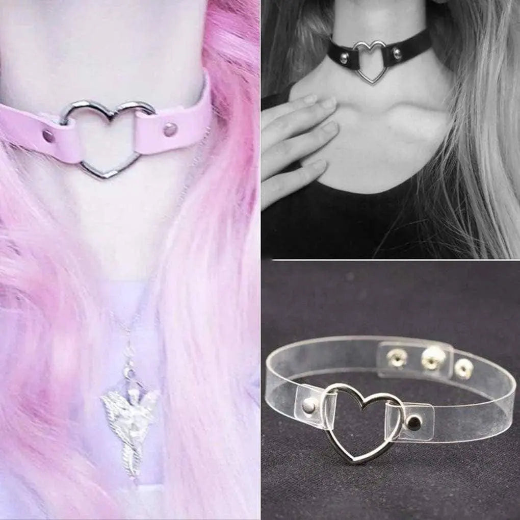 Jewelry Delle Ragazze Delle Donne Del Cuore Della Lega Choker Del Cuore Della Cavità Punk Collana Party Club Femminile Collare Collo Tailixing (Bianco + Nero) - SS69