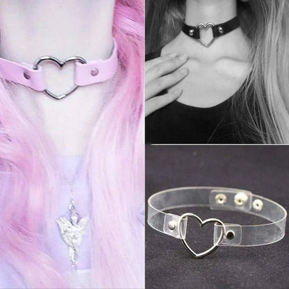 Jewelry Delle Ragazze Delle Donne Del Cuore Della Lega Choker Del Cuore Della Cavità Punk Collana Party Club Femminile Collare Collo Tailixing (Bianco + Nero) - SS69