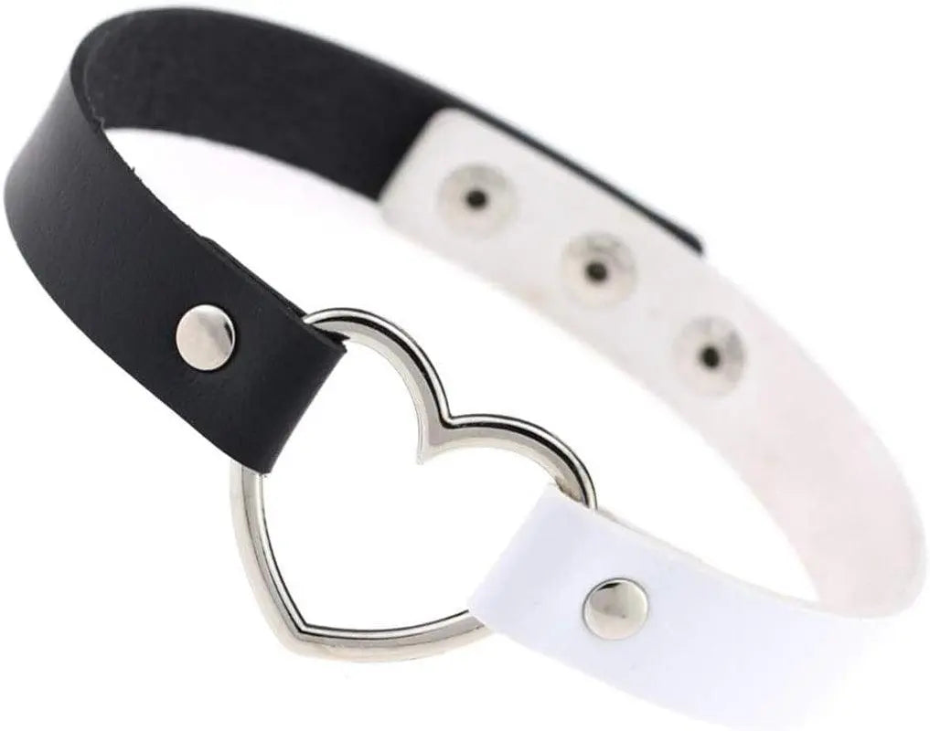 Jewelry Delle Ragazze Delle Donne Del Cuore Della Lega Choker Del Cuore Della Cavità Punk Collana Party Club Femminile Collare Collo Tailixing (Bianco + Nero) - SS69
