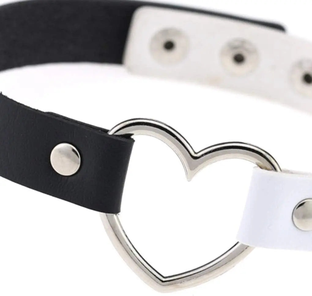 Jewelry Delle Ragazze Delle Donne Del Cuore Della Lega Choker Del Cuore Della Cavità Punk Collana Party Club Femminile Collare Collo Tailixing (Bianco + Nero) - SS69
