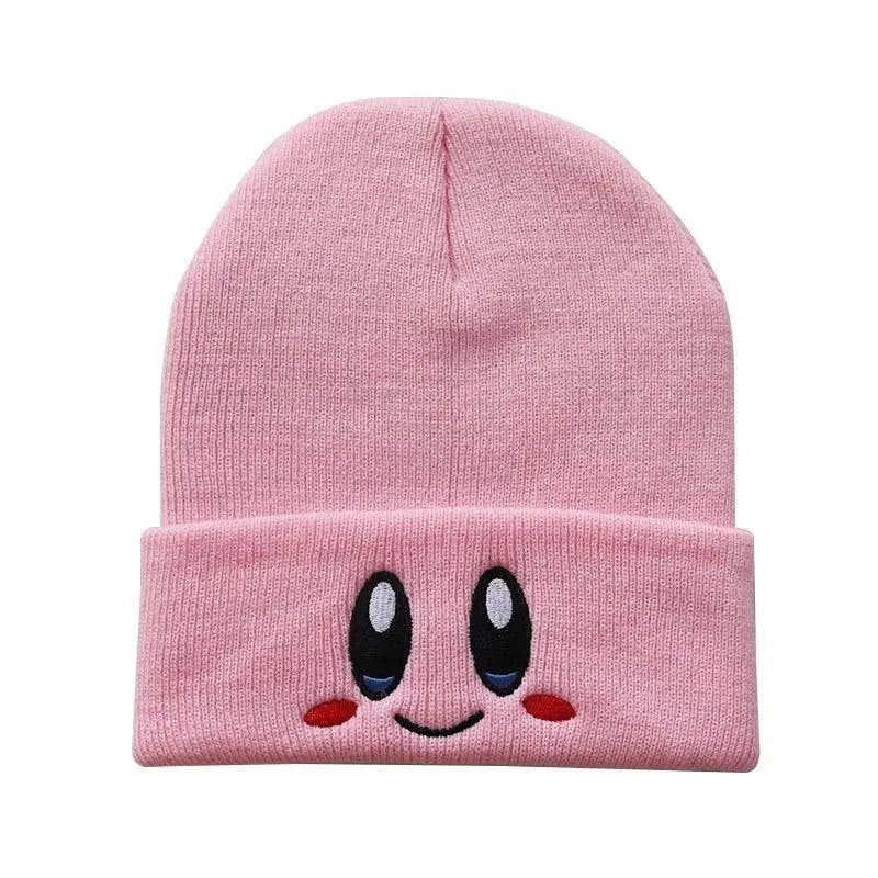 Kawaii Kirby Knitted Hat Anime Cartoon Unisex Smiley Eyes Embroidery Winter Hat Knit Bonnet Fashion Boy Girl Gift Toys - SS69