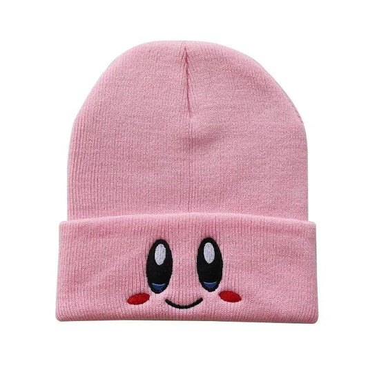 Kawaii Kirby Knitted Hat Anime Cartoon Unisex Smiley Eyes Embroidery Winter Hat Knit Bonnet Fashion Boy Girl Gift Toys - SS69