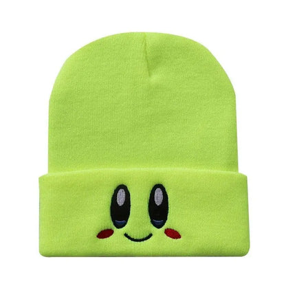 Kawaii Kirby Knitted Hat Anime Cartoon Unisex Smiley Eyes Embroidery Winter Hat Knit Bonnet Fashion Boy Girl Gift Toys - SS69