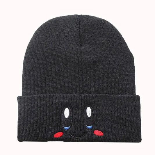 Kawaii Kirby Knitted Hat Anime Cartoon Unisex Smiley Eyes Embroidery Winter Hat Knit Bonnet Fashion Boy Girl Gift Toys - SS69