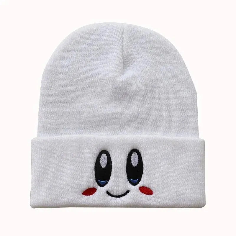 Kawaii Kirby Knitted Hat Anime Cartoon Unisex Smiley Eyes Embroidery Winter Hat Knit Bonnet Fashion Boy Girl Gift Toys - SS69