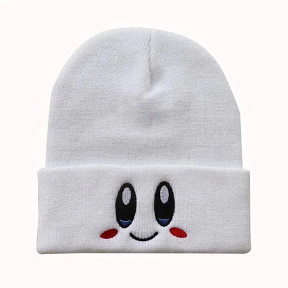 Kawaii Kirby Knitted Hat Anime Cartoon Unisex Smiley Eyes Embroidery Winter Hat Knit Bonnet Fashion Boy Girl Gift Toys - SS69