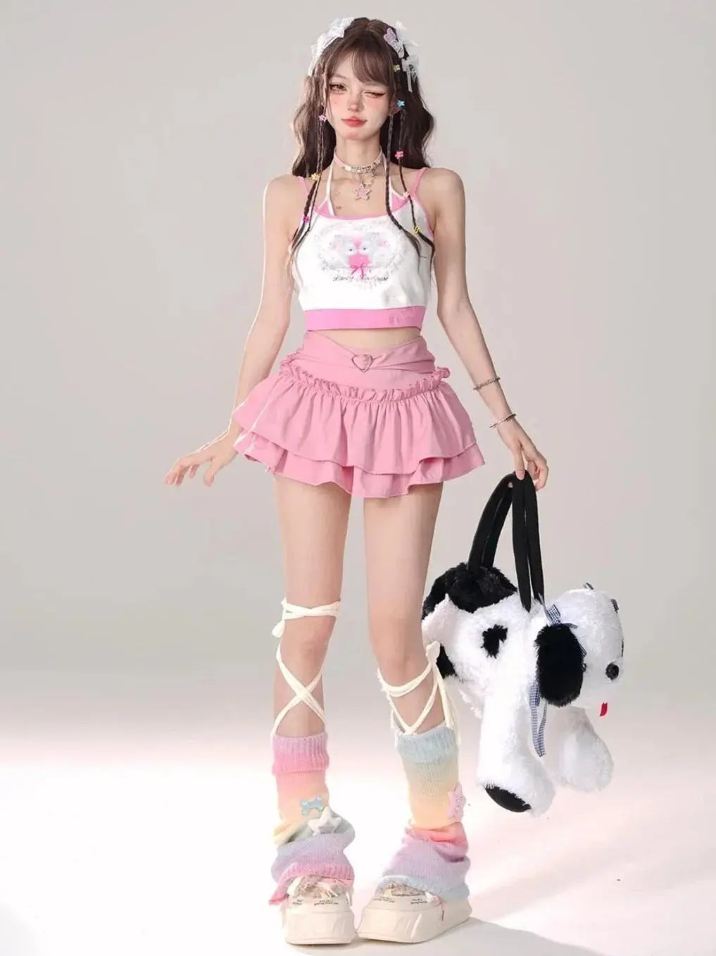Kawaii Mini Skirt Black Pink Women's Skirt Fairycore Lolita Ruffle Pleated Skirt Cute Miniskirt Y2k Clothes Safety Short 2025 - SS69