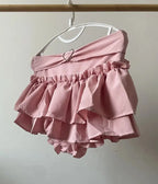 Kawaii Mini Skirt Black Pink Women's Skirt Fairycore Lolita Ruffle Pleated Skirt Cute Miniskirt Y2k Clothes Safety Short 2025 - SS69
