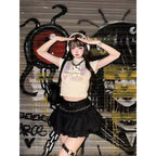 Kawaii Mini Skirt Black Pink Women's Skirt Fairycore Lolita Ruffle Pleated Skirt Cute Miniskirt Y2k Clothes Safety Short 2025 - SS69